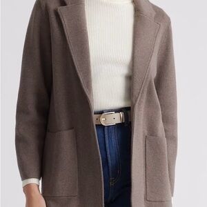 Like new! XL Quince 100% Organic Cotton Knit Blazer, Heather Brown.